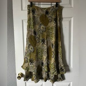 Style & Co. Green and Black Floral Midi Skirt